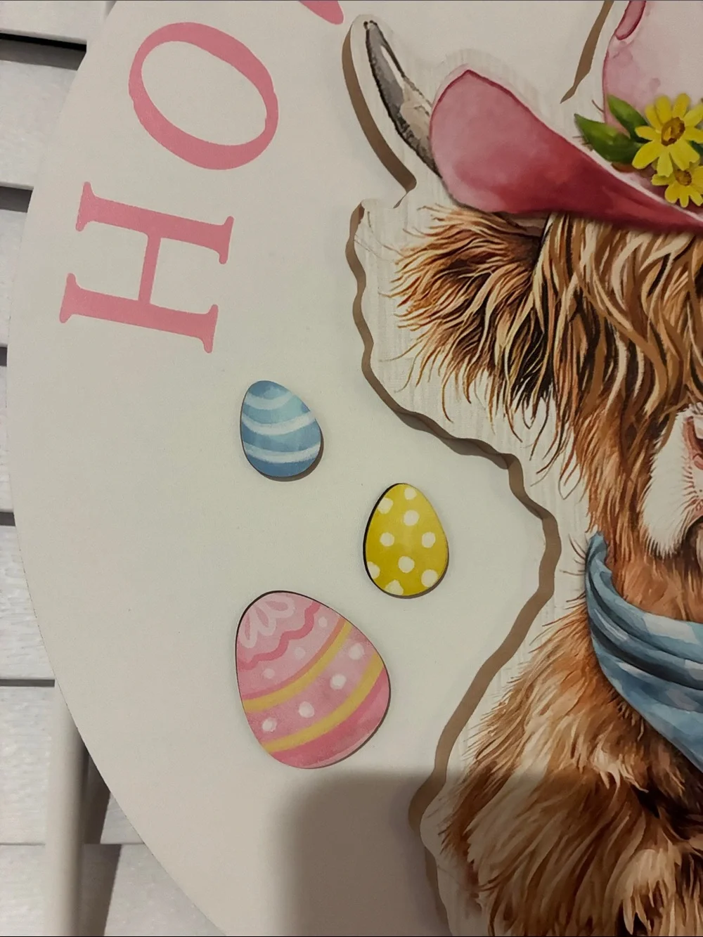 Hobby Lobby Pastel Pink & Blue 'Howdy Easter' Cow Wall Sign